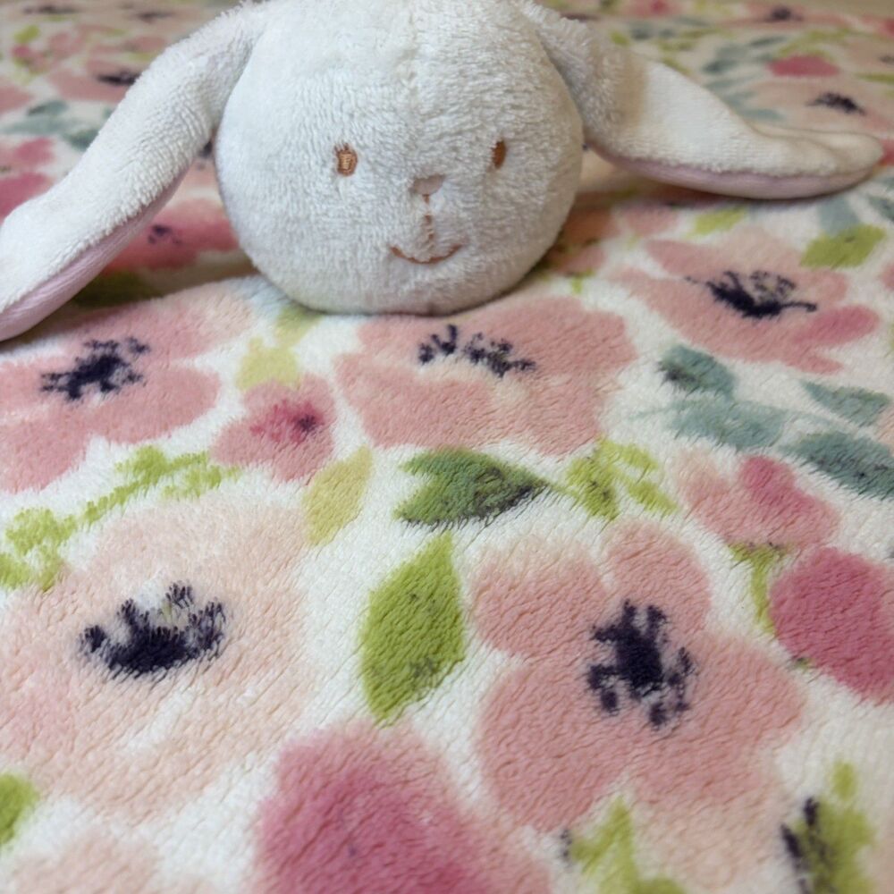Baby Thro Lovey Rilynn Bunny Rabbit Floral Security Nunu Blanket Plush 30”